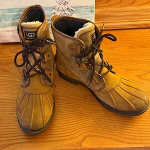 UGG Tan Lace-Up Boots Size 9.5